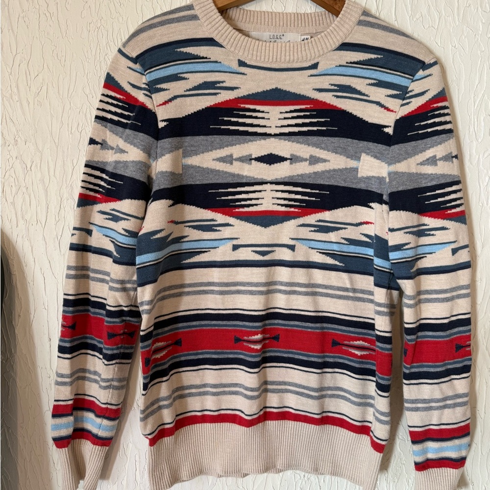 H&M Multicolor Geometric Crewneck Sweater